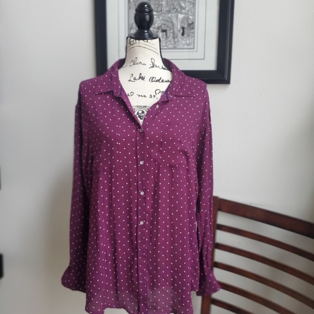 STYLUS Purple Polka Dot Blouse